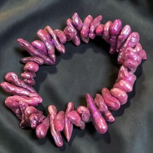 Vintage Orchid Purple Freshwater Stick Pearl Stretch Bracelet